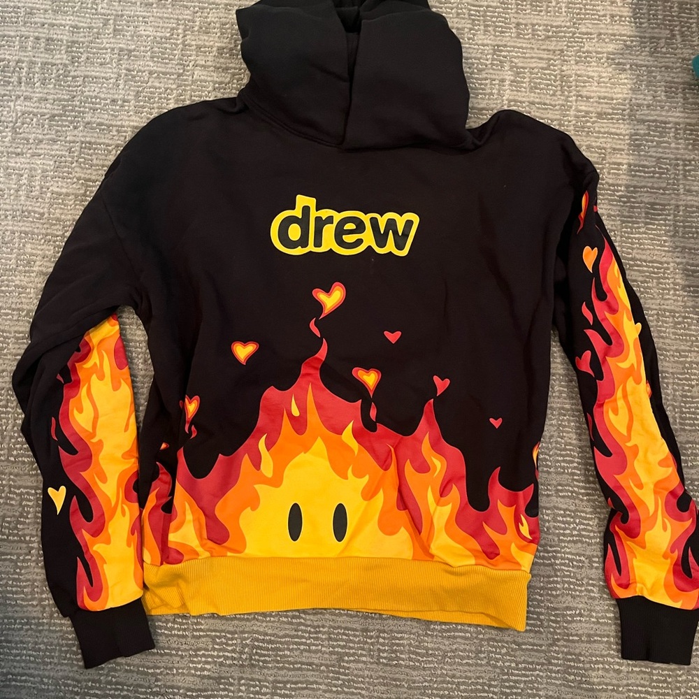 Drew House Black and Yellow Flame Hoodie